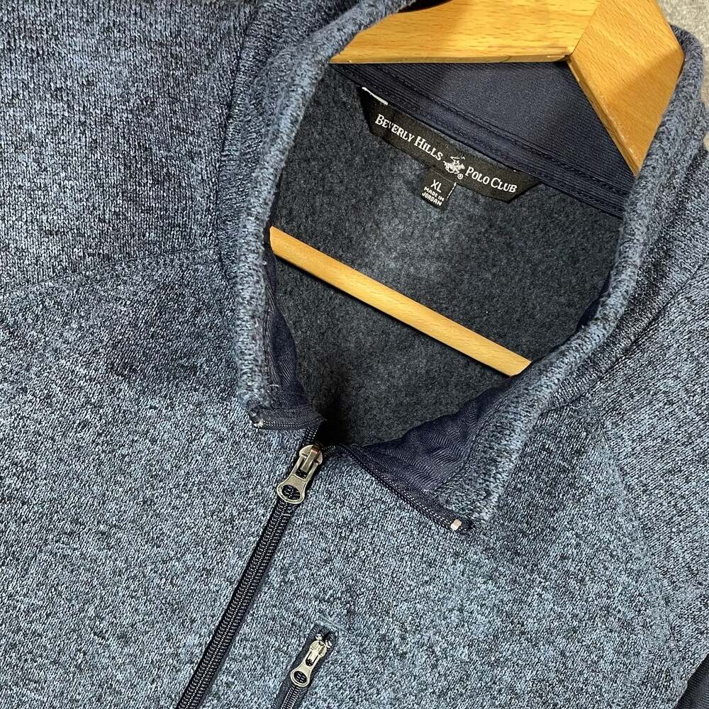 Beverly Hills Polo Club Men's Blue Knit Sweater Fleece Full Zip Vest